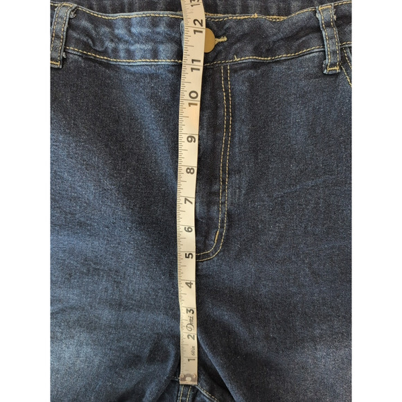 Shein Women's Plus Size 3XL Blue Skinny Distressed Dark Wash Cotton Blend Jeans - Picture 7 of 14